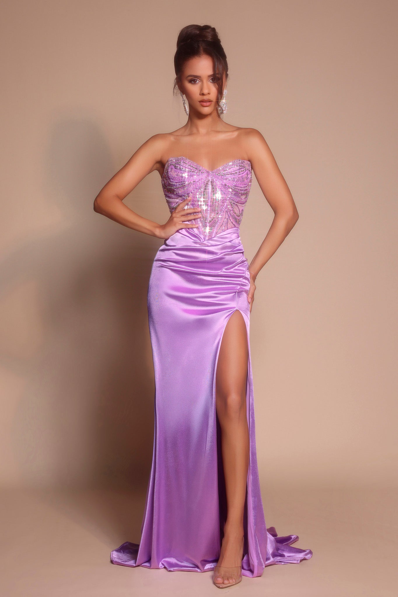 Portia and Scarlett Satin Corset Prom Dress XO065