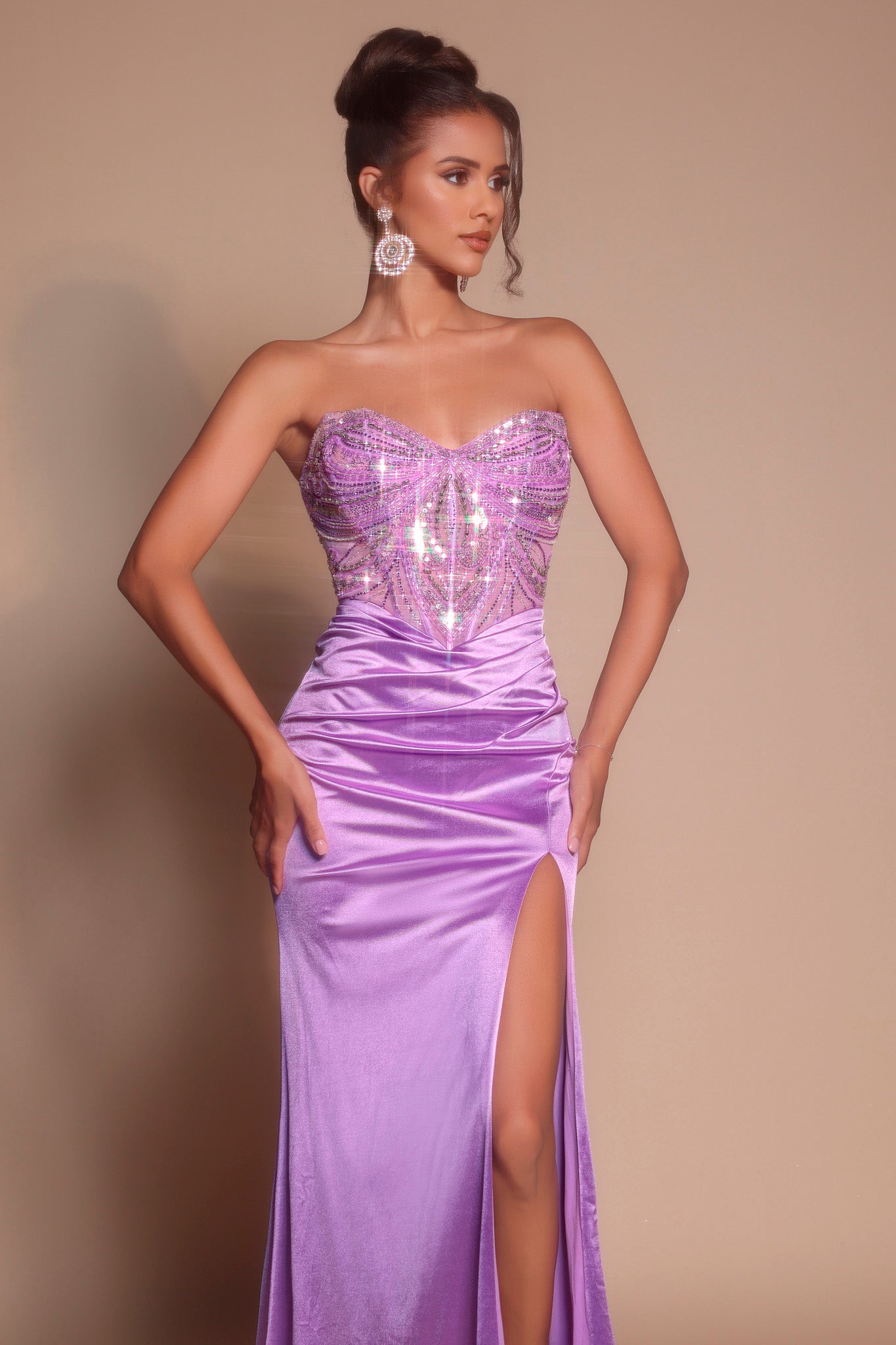 Portia and Scarlett Satin Corset Prom Dress XO065