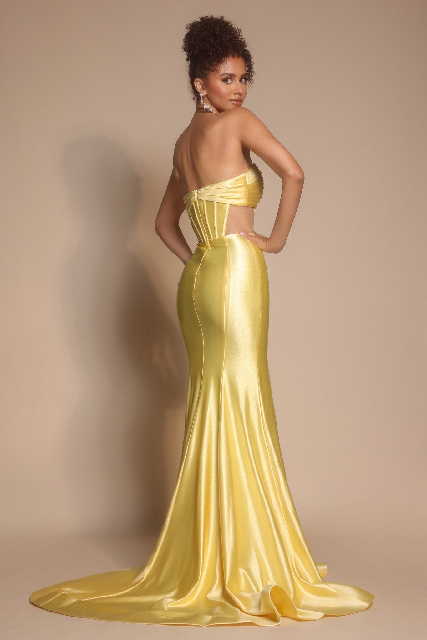 Portia and Scarlett Strapless Satin Pleated Prom Dress XO066