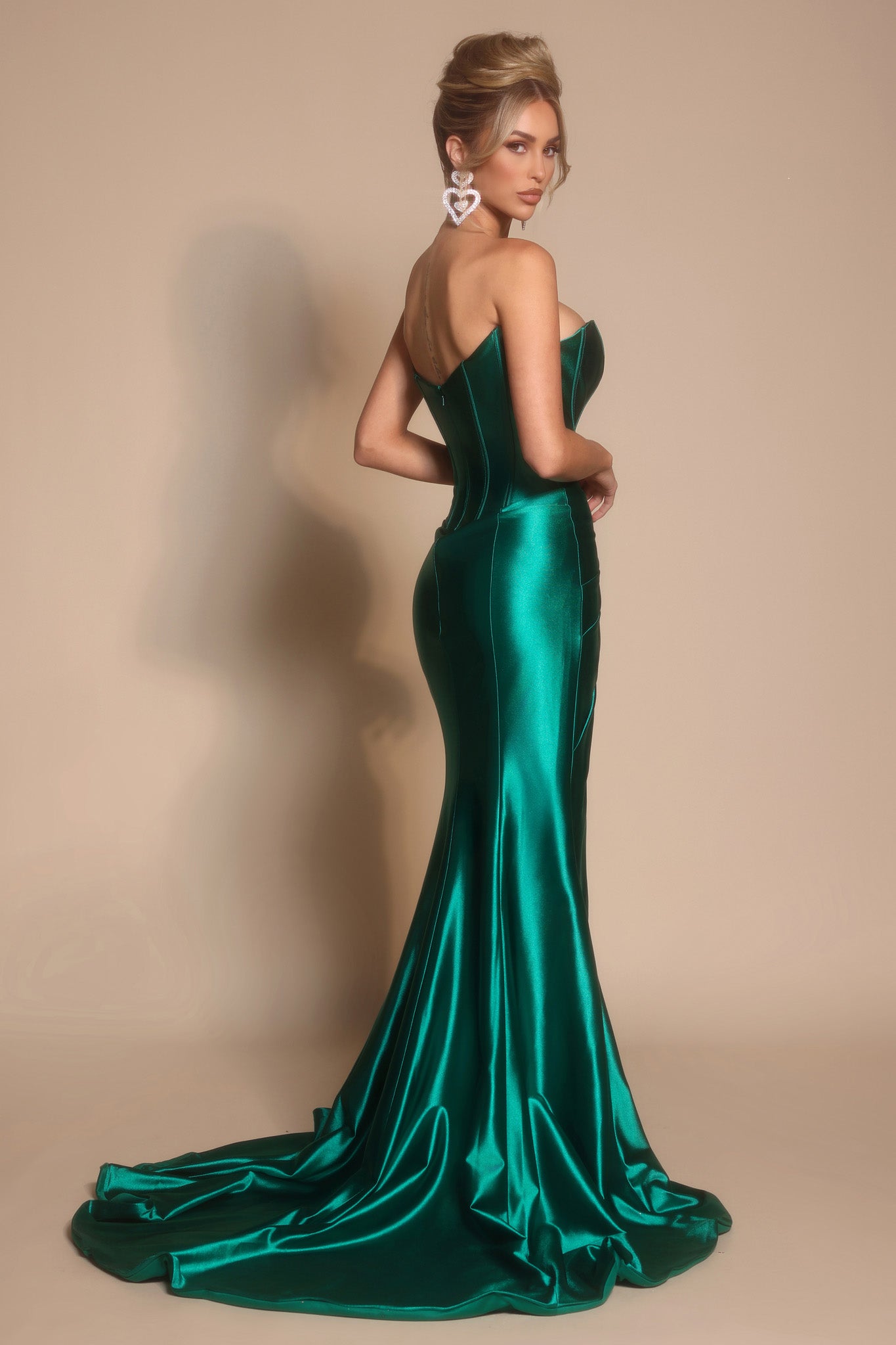 Portia and Scarlett Strapless Corset Satin Prom Dress XO071