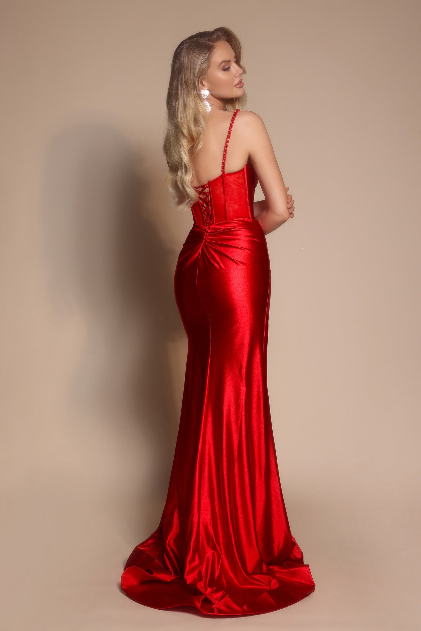 Portia and Scarlett Satin Corset Prom Dress XO088