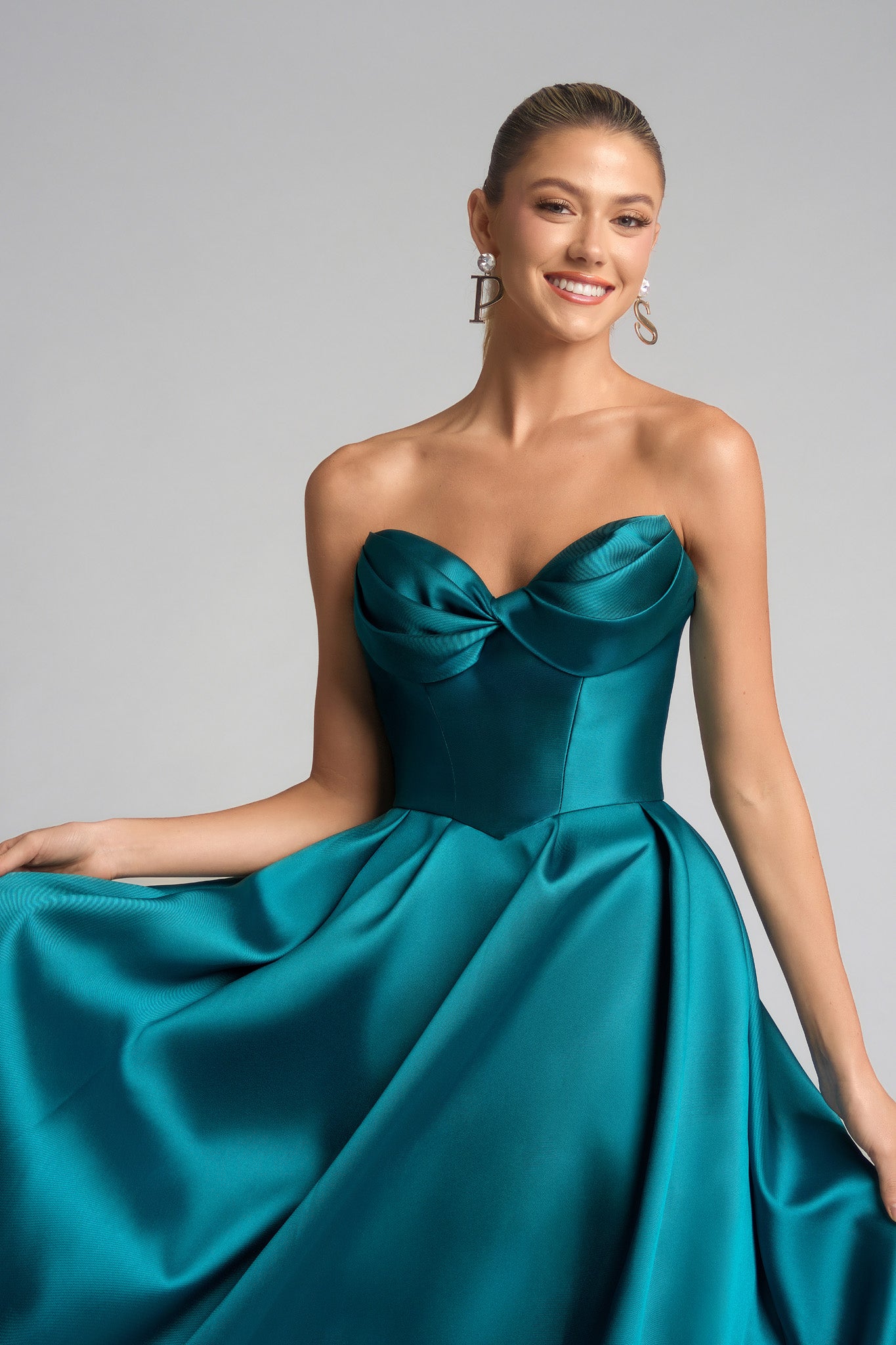 Portia and Scarlett Strapless A-Line Satin Prom Dress XO110