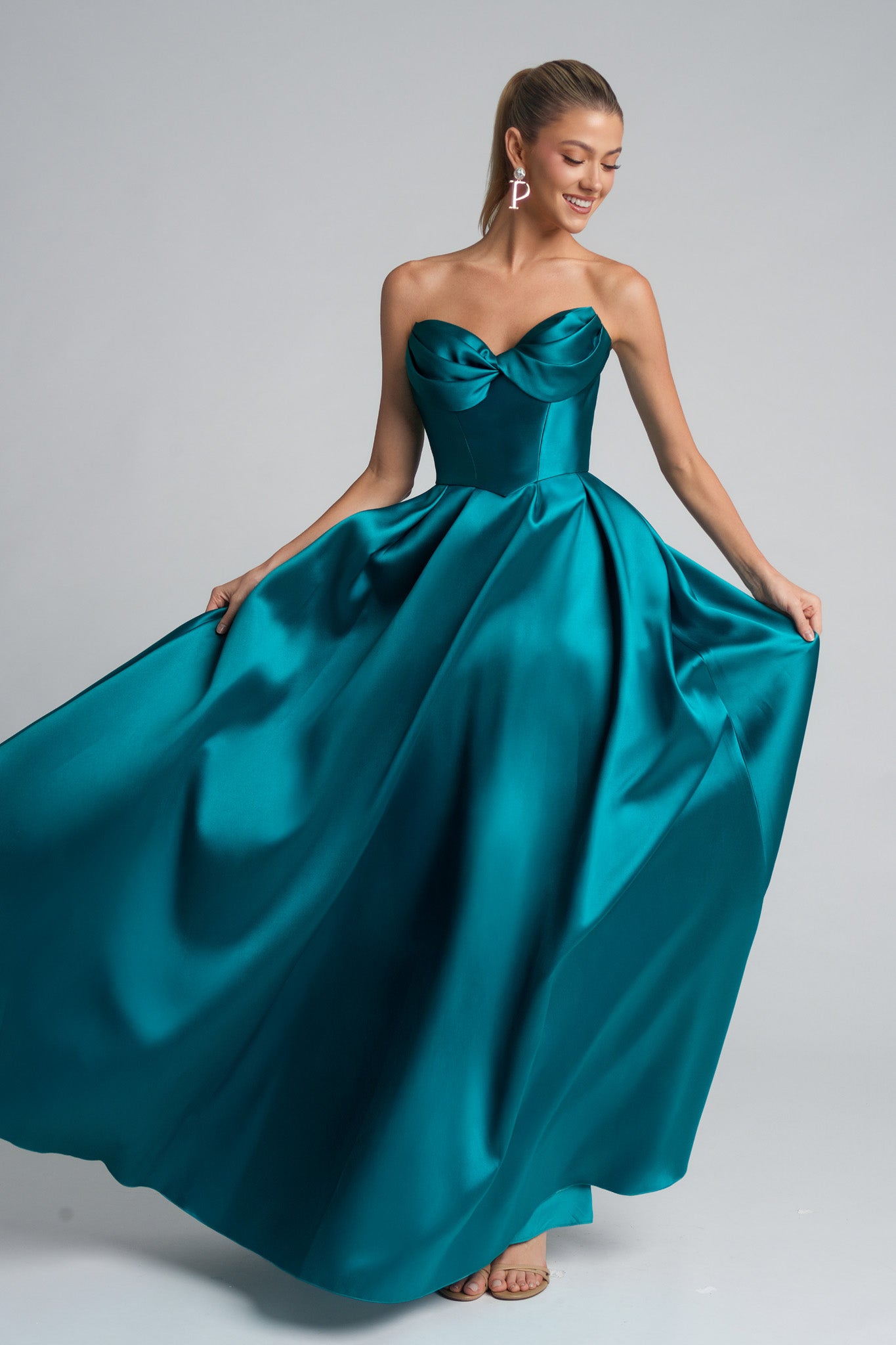 Portia and Scarlett Strapless A-Line Satin Prom Dress XO110