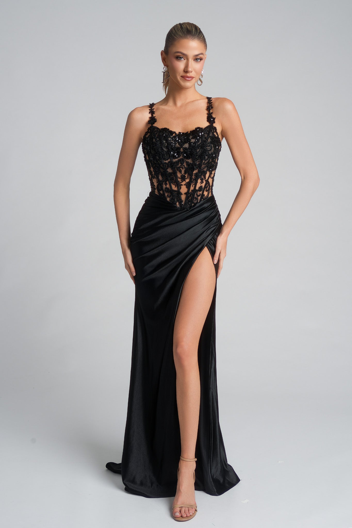Portia and Scarlett Lace and Satin Prom Dress XO119