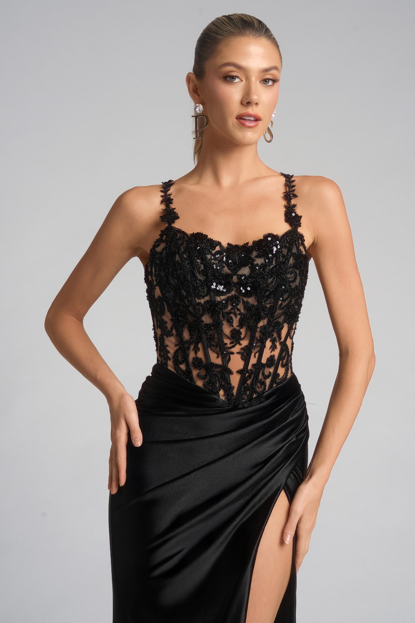 Portia and Scarlett Lace and Satin Prom Dress XO119