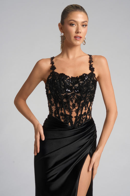 Portia and Scarlett Lace and Satin Prom Dress XO119