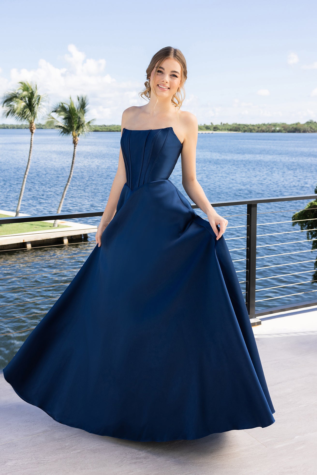 Portia and Scarlett Strapless Satin Ball Gown Prom Dress XO124