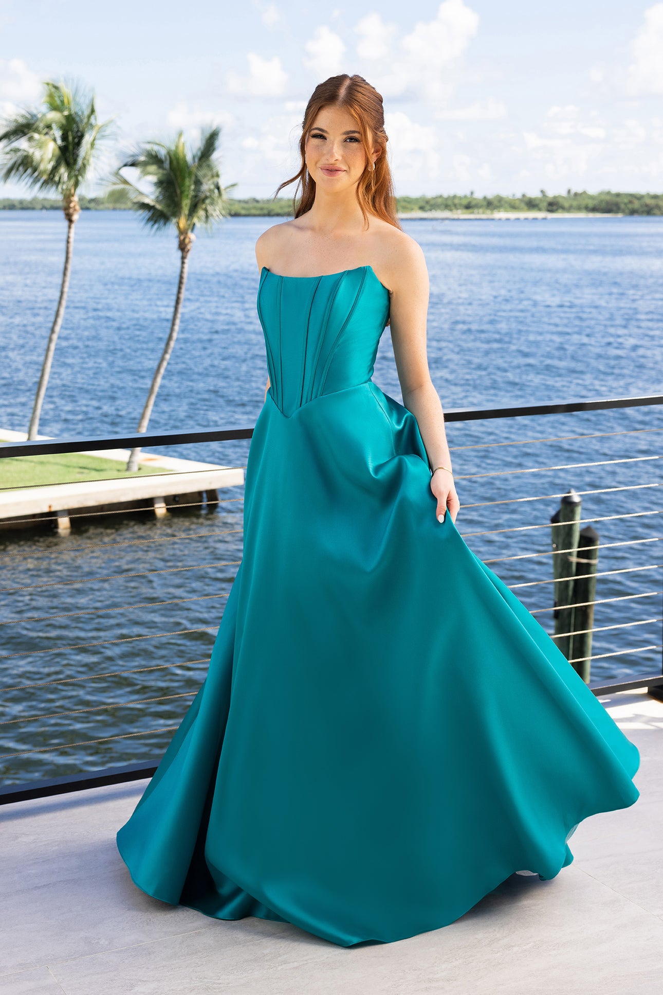 Portia and Scarlett Strapless Satin Ball Gown Prom Dress XO124