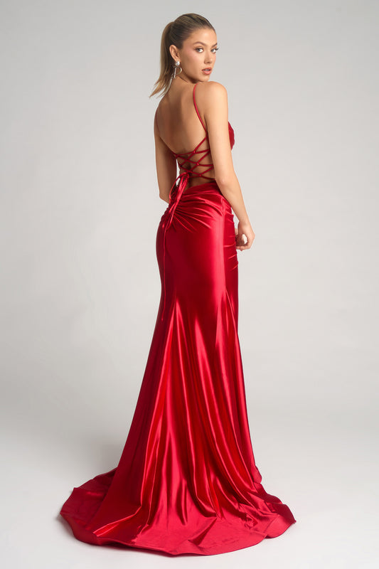 Portia and Scarlett Beaded Satin Prom Dress XO168