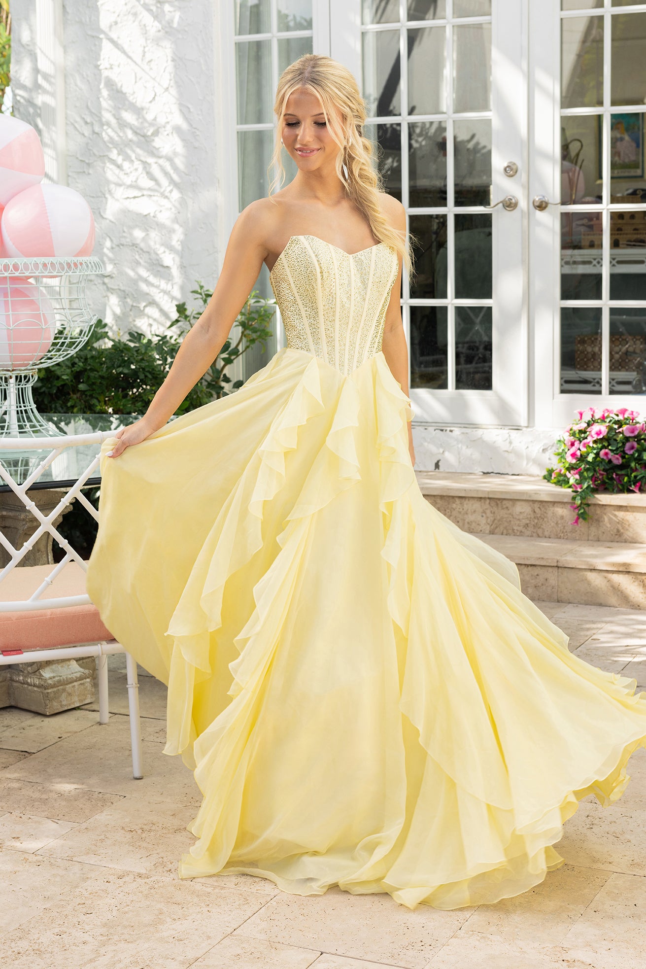 Portia and Scarlett Strapless Ruffled A-Line Prom Dress XO174