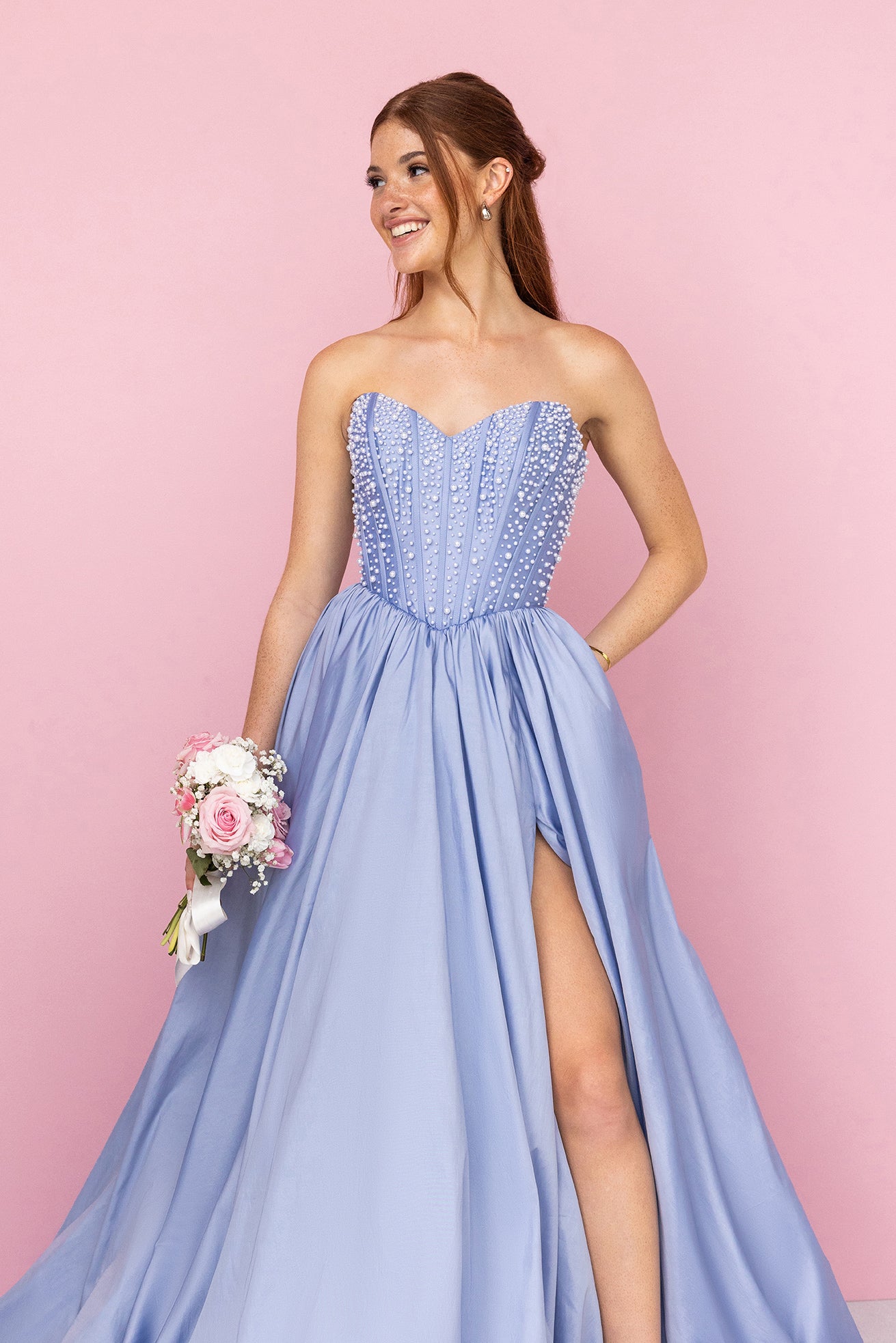 Portia and Scarlett Strapless A-Line Beaded Prom Dress XO178