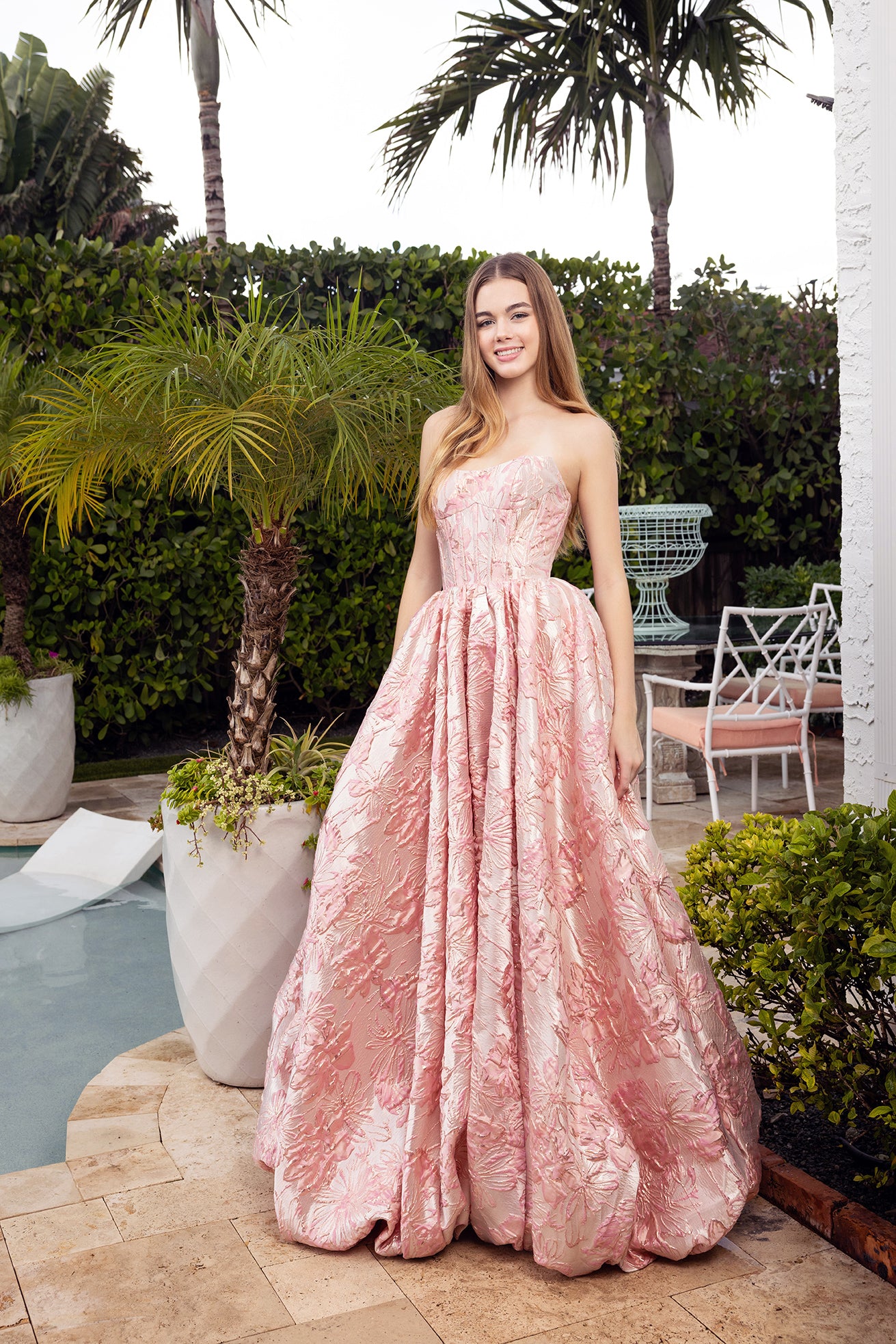 Portia and Scarlett Floral Corset A-Line Prom Dress XO180