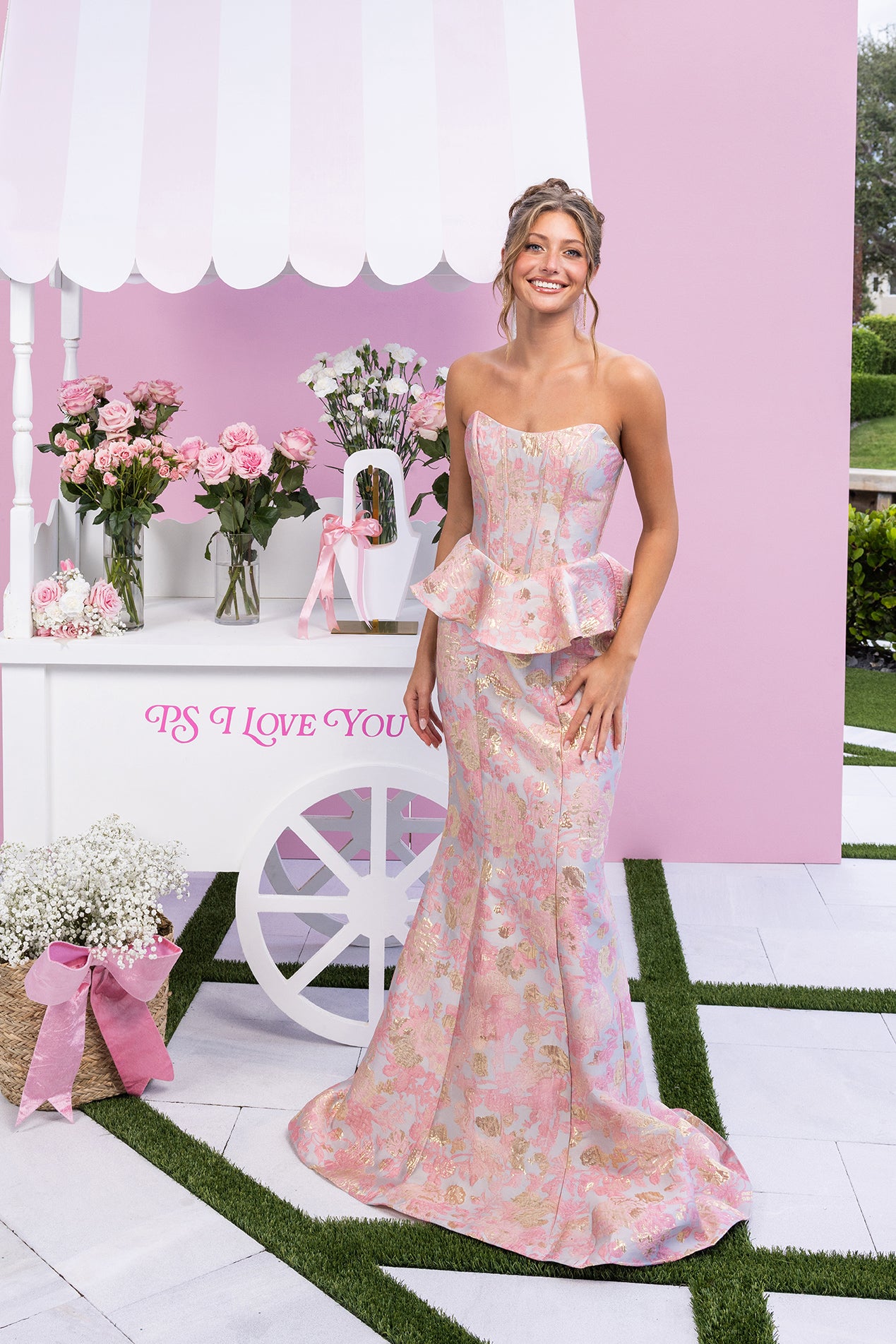 Portia and Scarlett Strapless Jacquard Prom Dress XO184