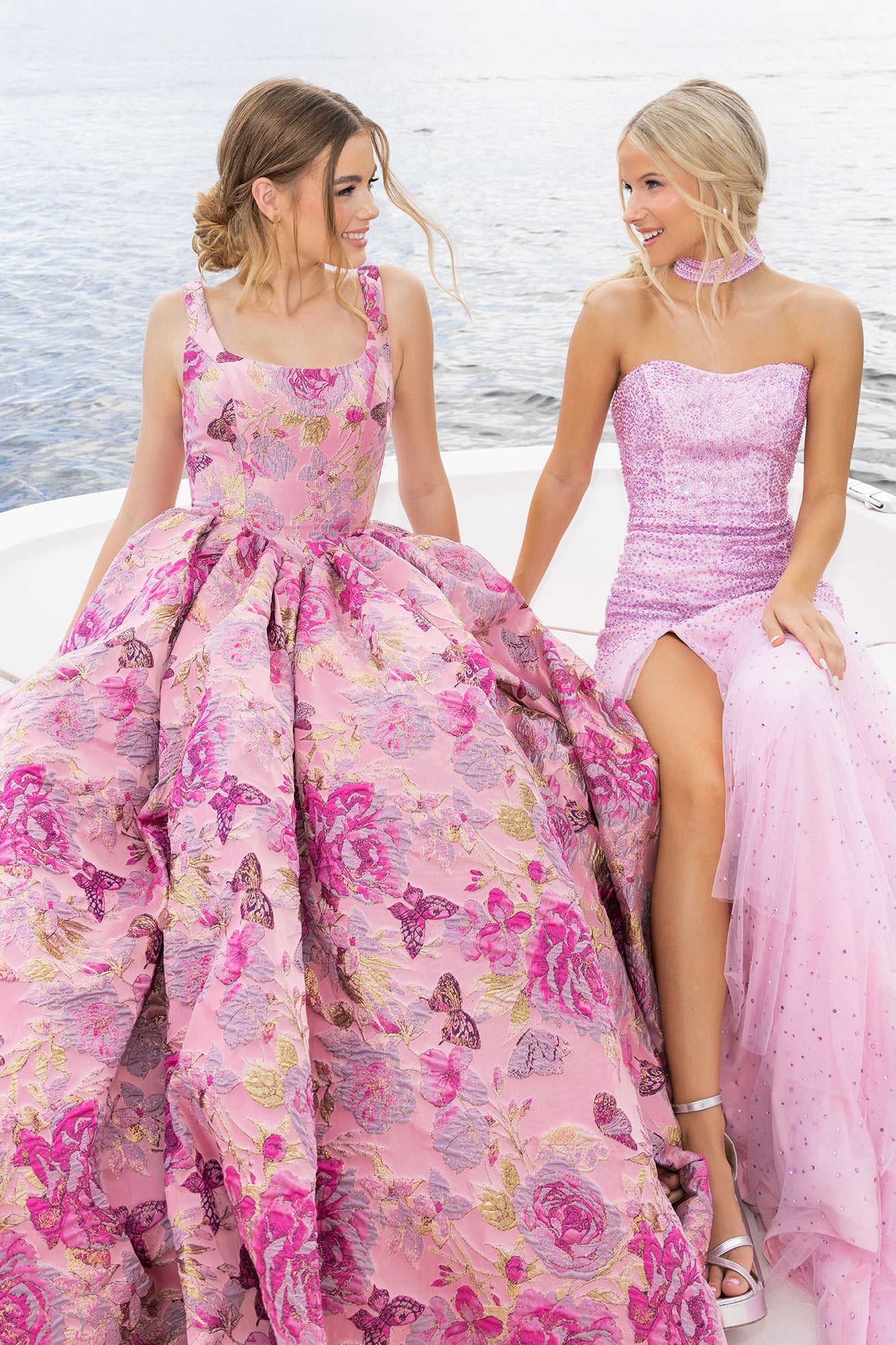 Portia and Scarlett Square Neck Jacquard Ball Gown XO188