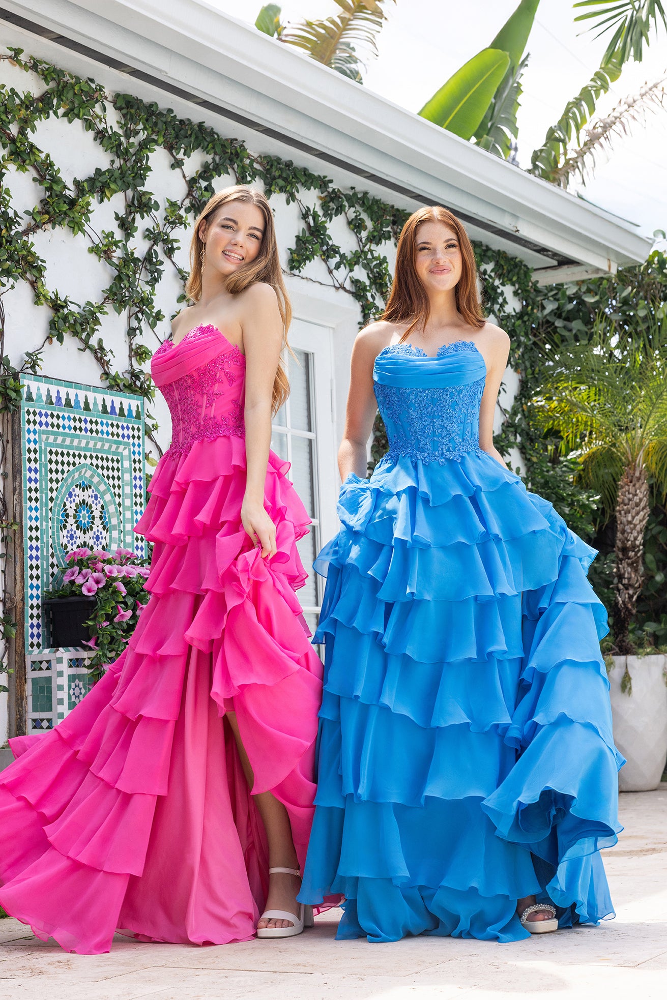 Portia and Scarlett Lace Corset Ruffle Prom Dress XO189