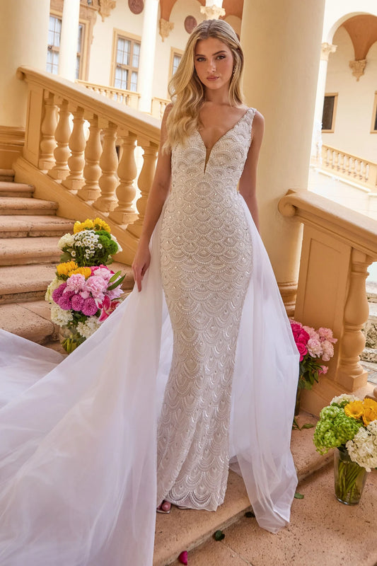 Ava Presley 47224 - Beaded Bridal Gown with Overskirt