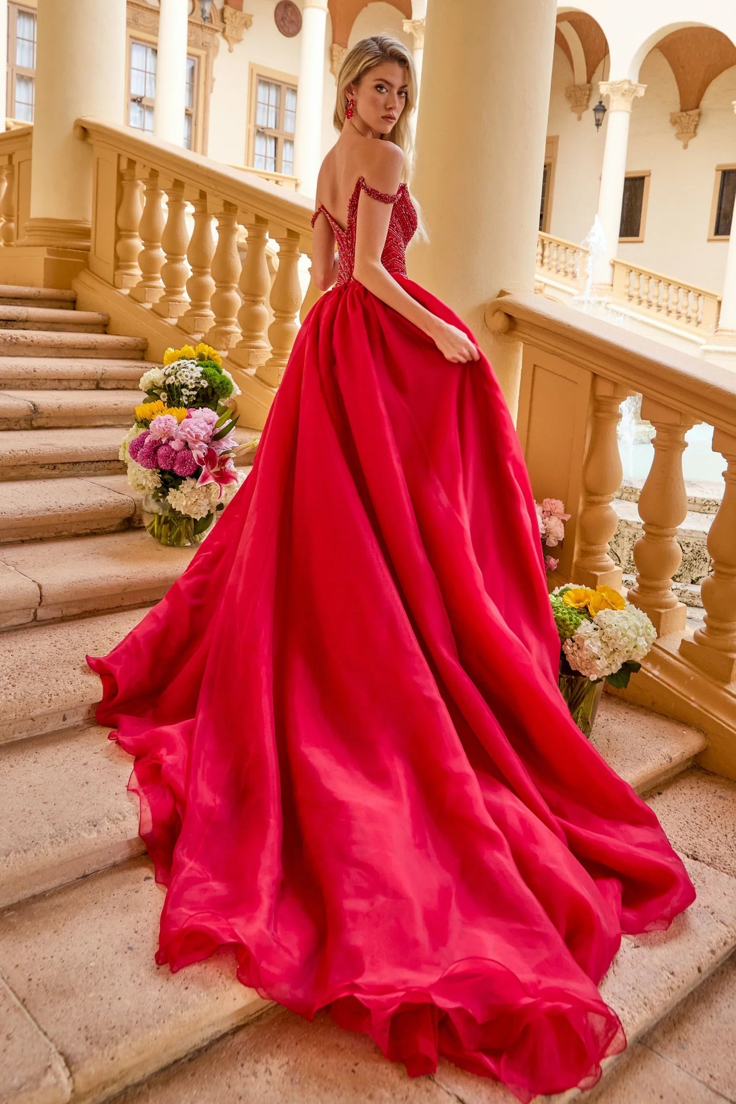 Ava Presley 47253 - Beaded Evening Gown with Slit