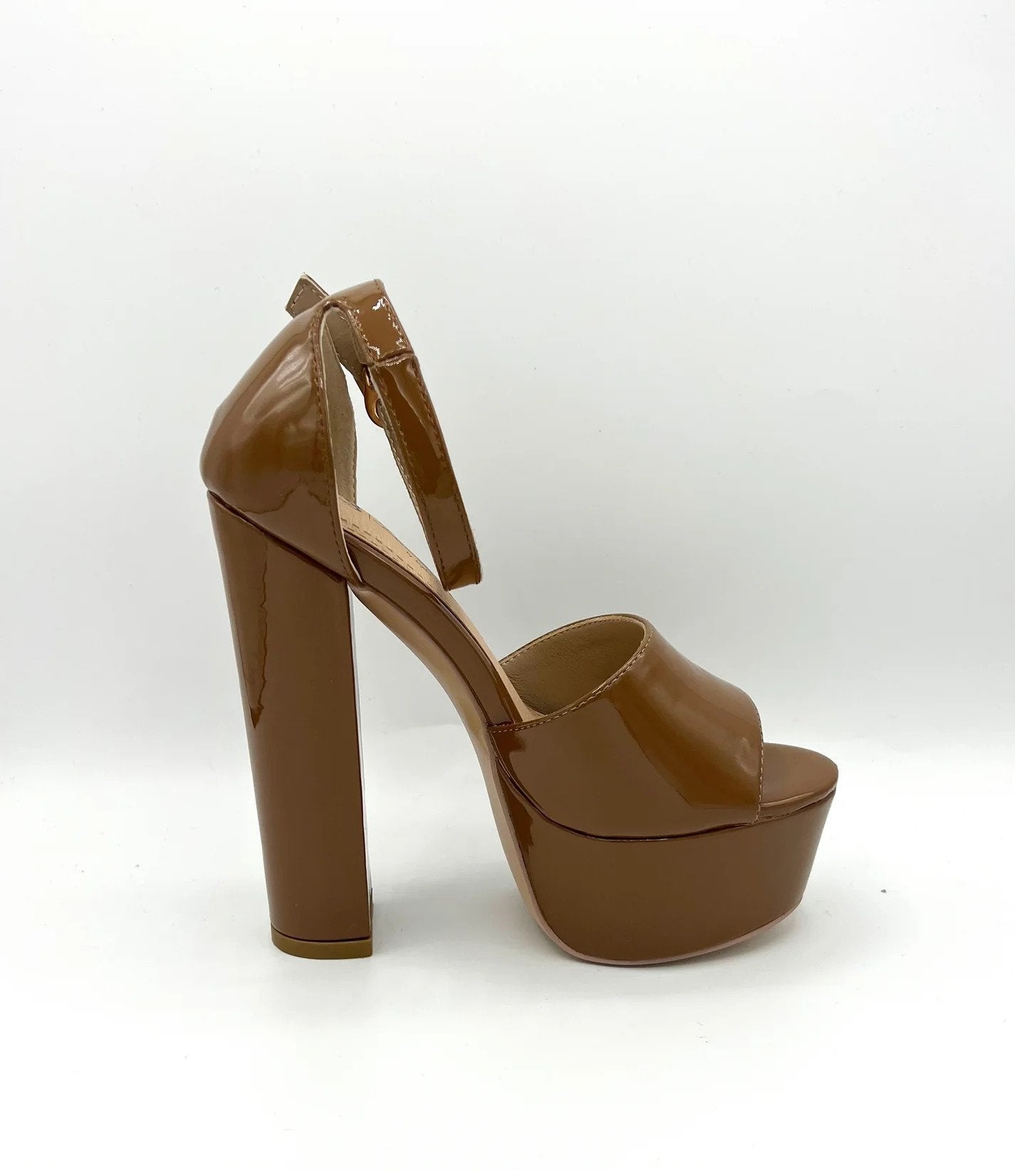 Platform Chunky Heel - Patent Leather Cinnamon